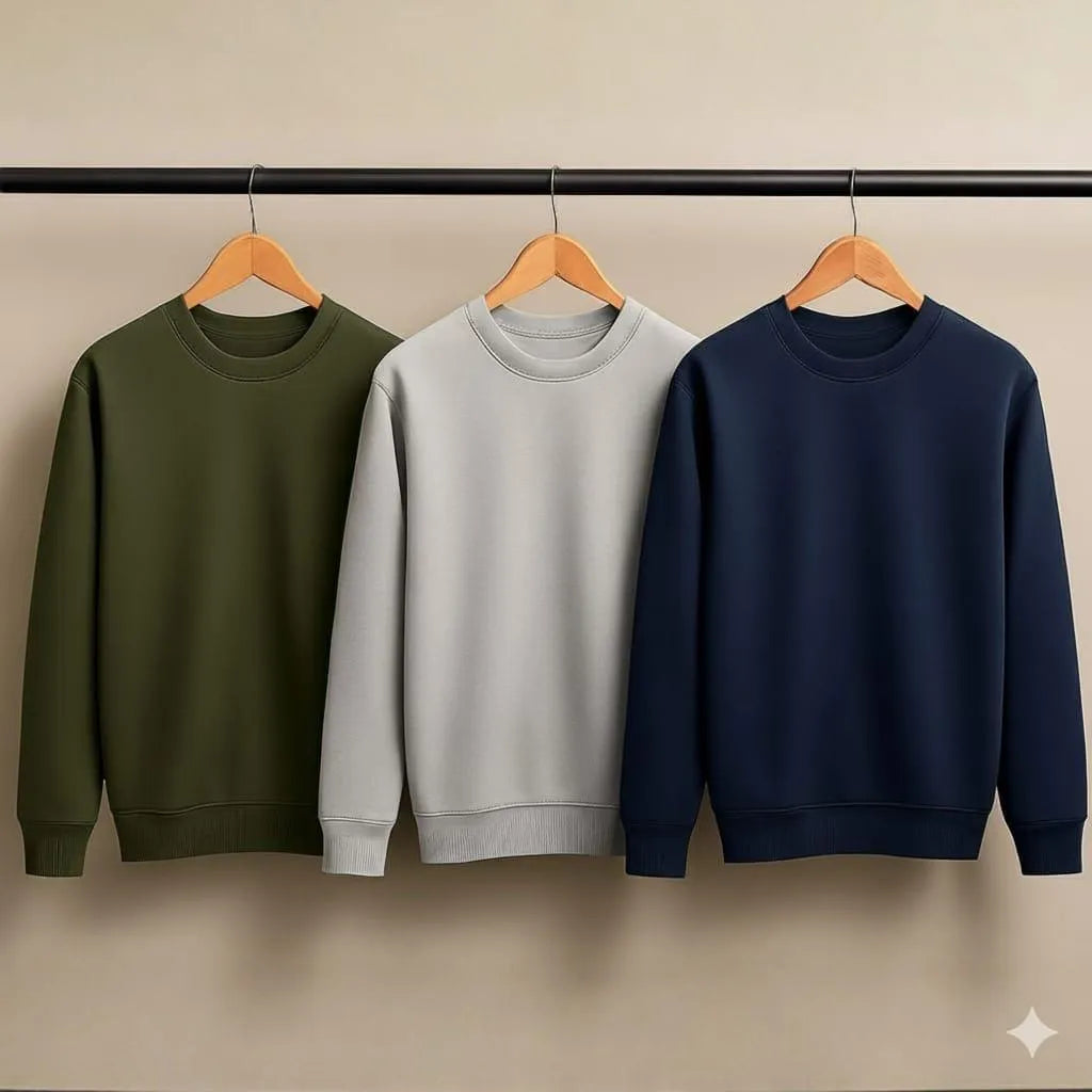 Bundle of 3 Decent Plain Sweatshirts for Men