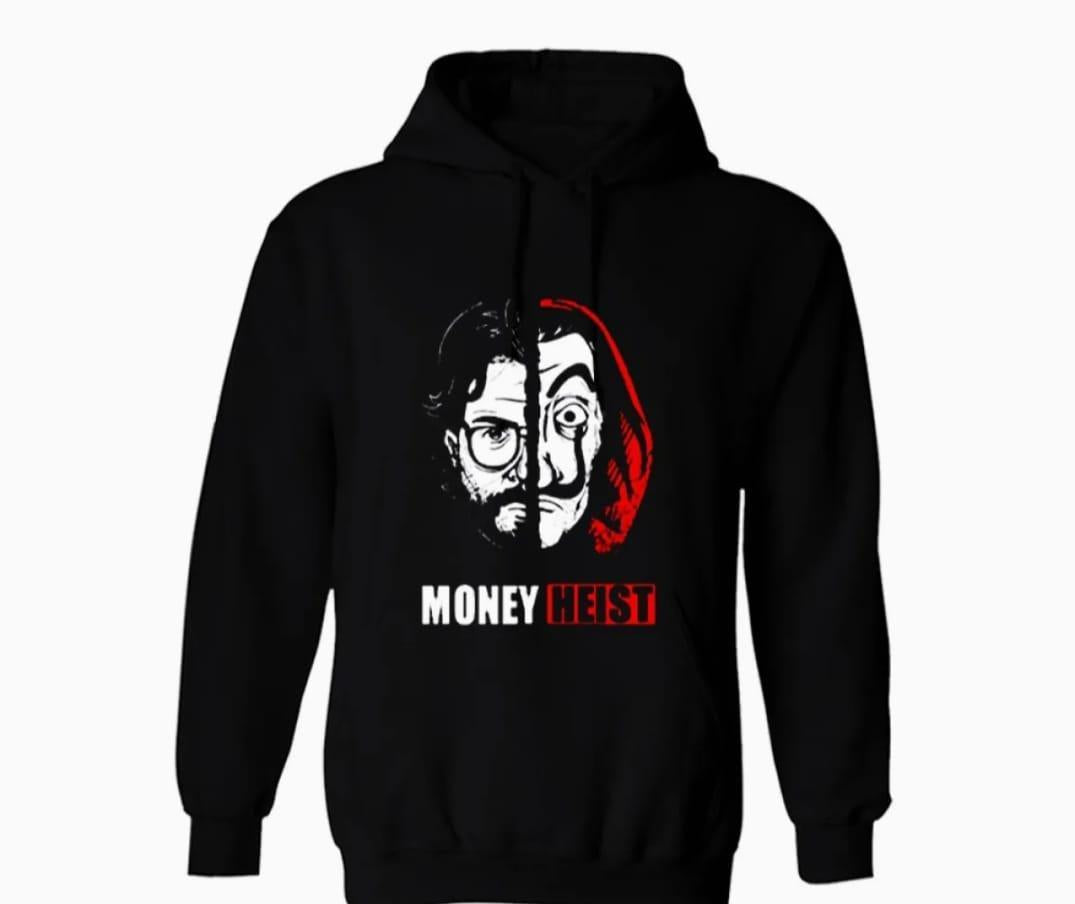 Men's Cotton Fleece Money Heist Printed Hoodie